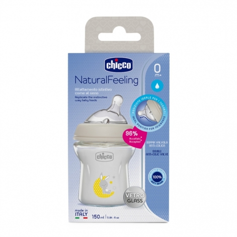 Пляшечка скло Chicco Natural Feeling NEW, 150 мл, 0м+ - lebebe-boutique - 9