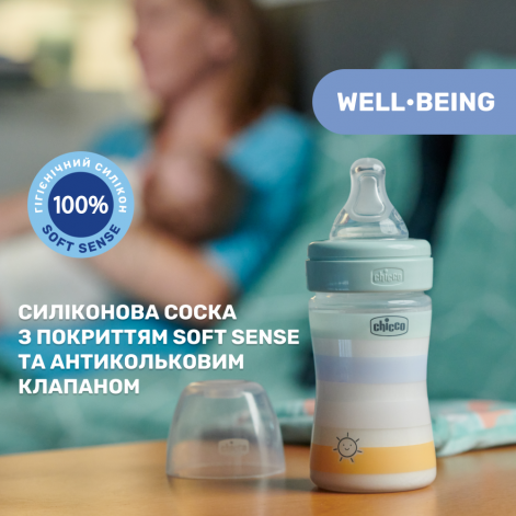 Пляшечка пластик Chicco Well-Being Colors, 150мл, соска силікон, 0м+ - lebebe-boutique - 6