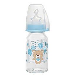 Скляна пляшка 125 мл,(хлопчик)соска ортодонтична,антиколікова,силікон (від0-6)S(повільний потік)