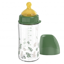 Скляна пляшка 240 мл. з широкою горловиною"Вишенька-Зелена Серія" (латекс)/ NIP
