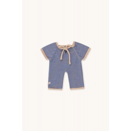 Довгий комбінезон GOMMU THIN STRIPES Кремовий/Блакитний